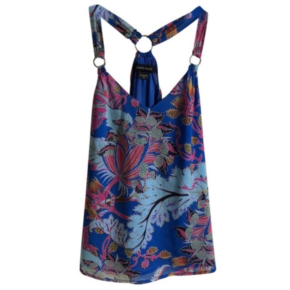 Guess Marciano Floral Chiffon Sheer V racerback S - Picture 5 of 8